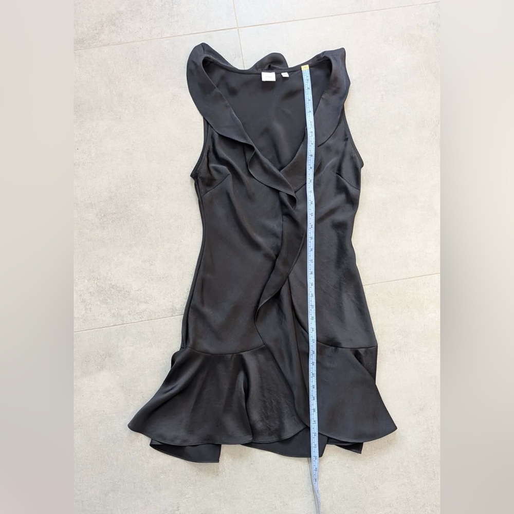 Wilfred Hera Satin Ruffle Mini Dress Black Size S Aritzia - Picture 4 of 12